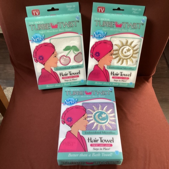 The Original Turbie Twist Hair Towel Bundle 3 packs NEW Super Absorbent - Picture 2 of 6